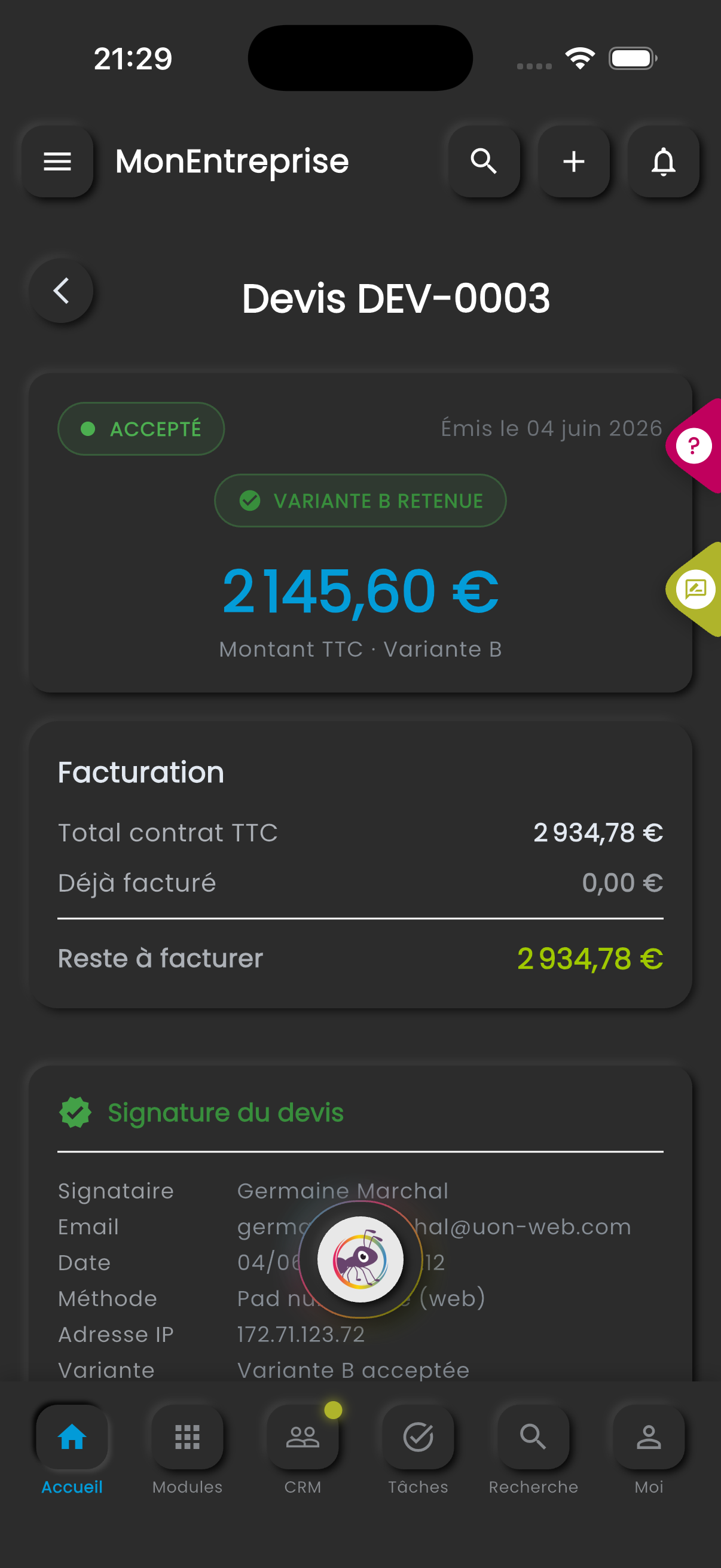 Facturation & acomptes