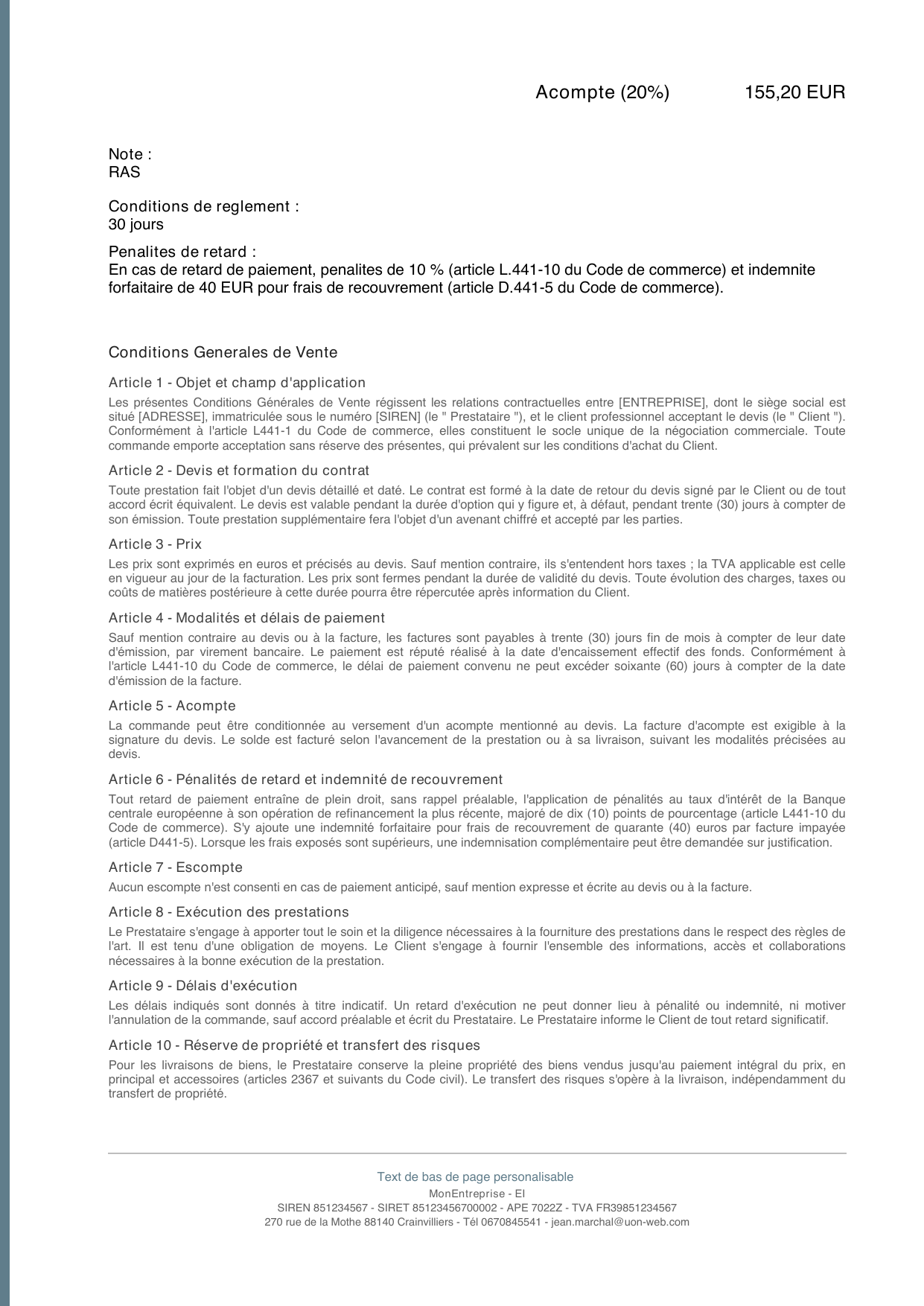Conditions & notes