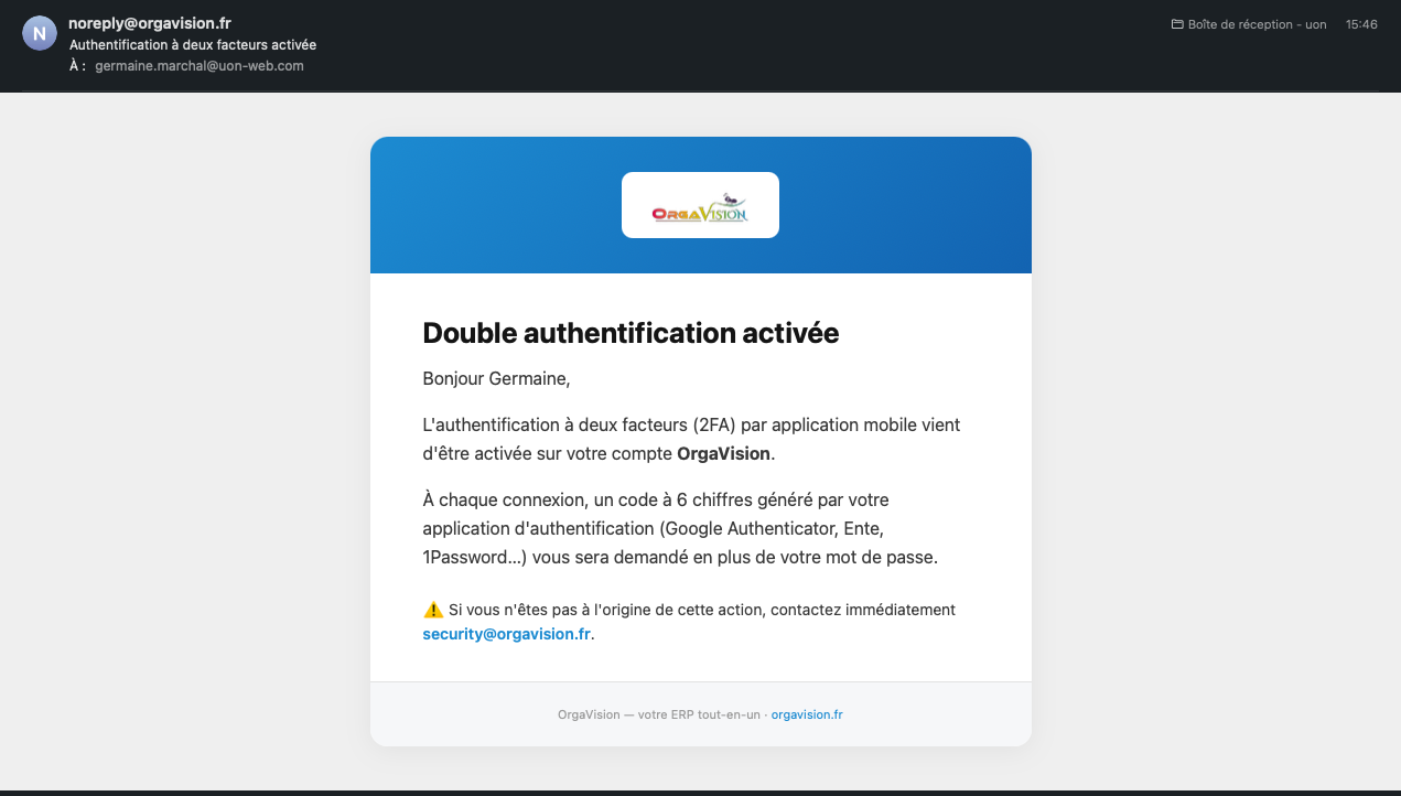 Vos codes de secours (à conserver !)