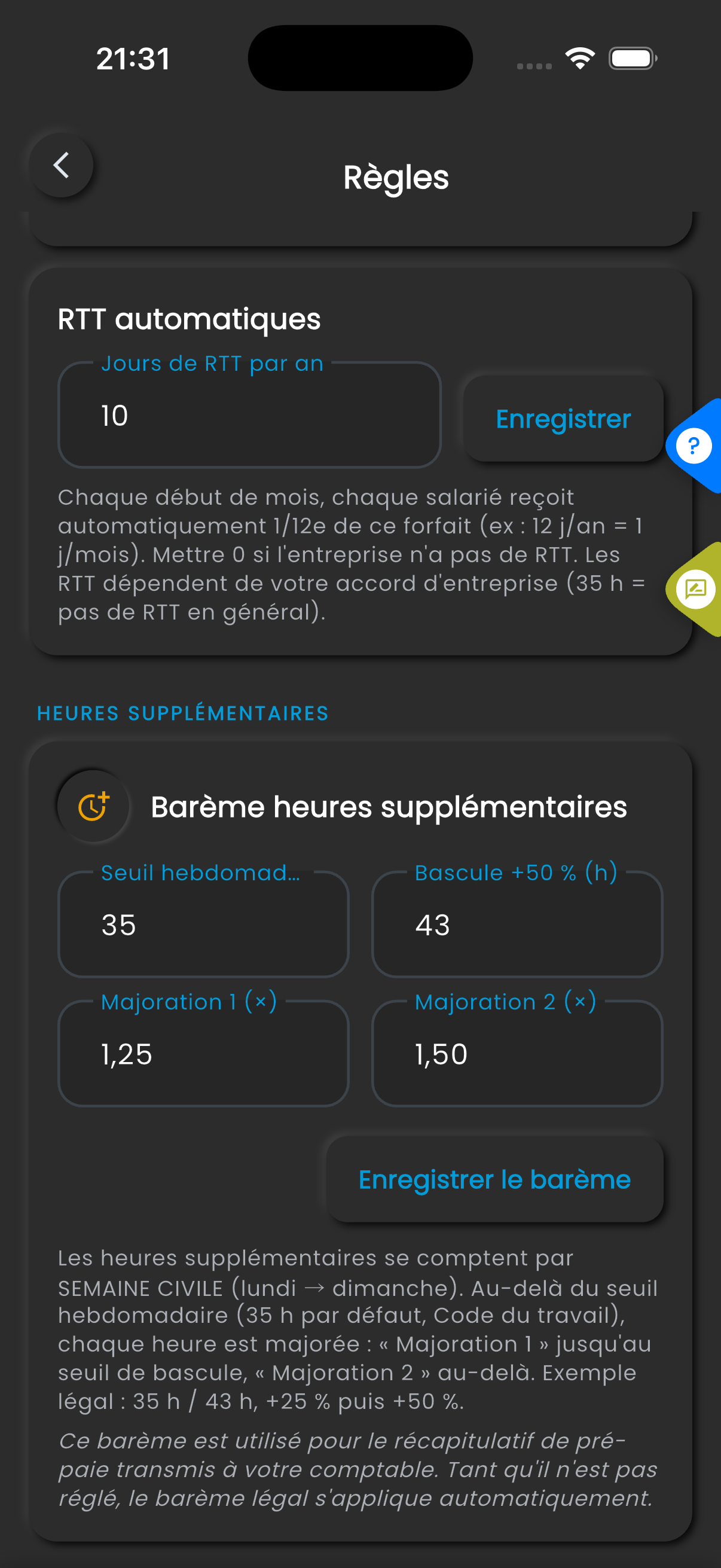 Règles RH